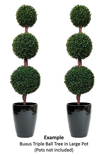 GreenBrokers Artificial Boxwood Triple Ball Topiary Trees 120cm 2 Pack - image 4
