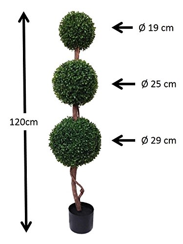 GreenBrokers Artificial Boxwood Triple Ball Topiary Trees 120cm 2 Pack - image 5