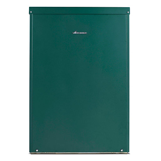Greenstar Heatslave II Ext 18/25 2022+ by Worcester Bosch, featuring a sleek green metal casing with a smooth finish and a prominent brand logo at the top center.