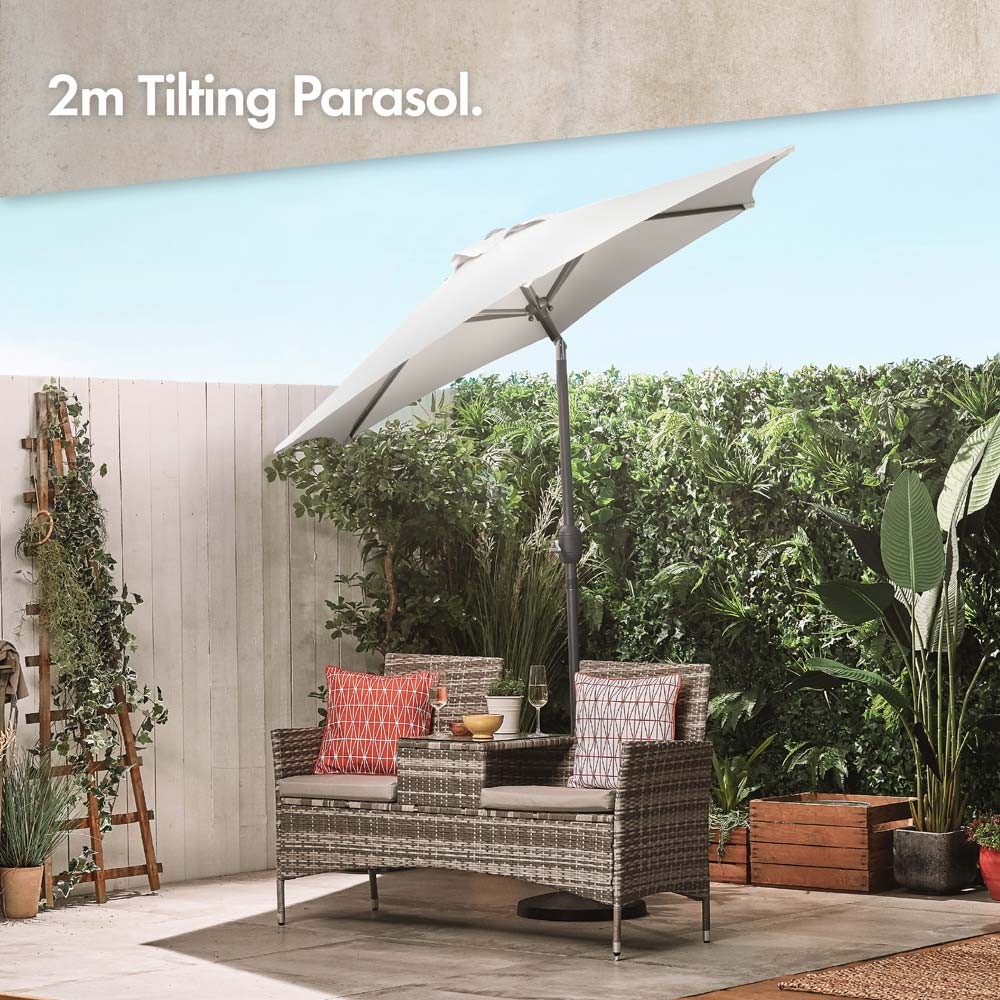 Grey 2m Steel Garden Parasol - image 2