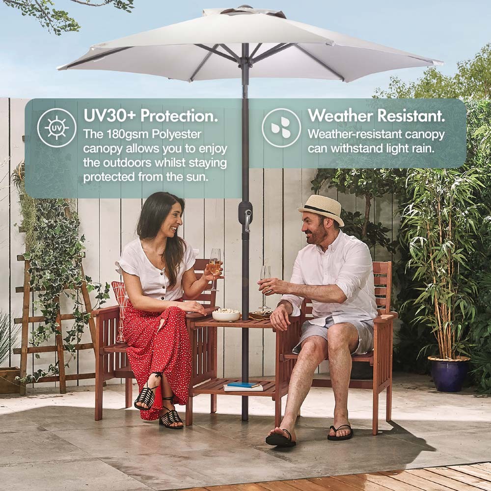 Grey 2m Steel Garden Parasol - image 3