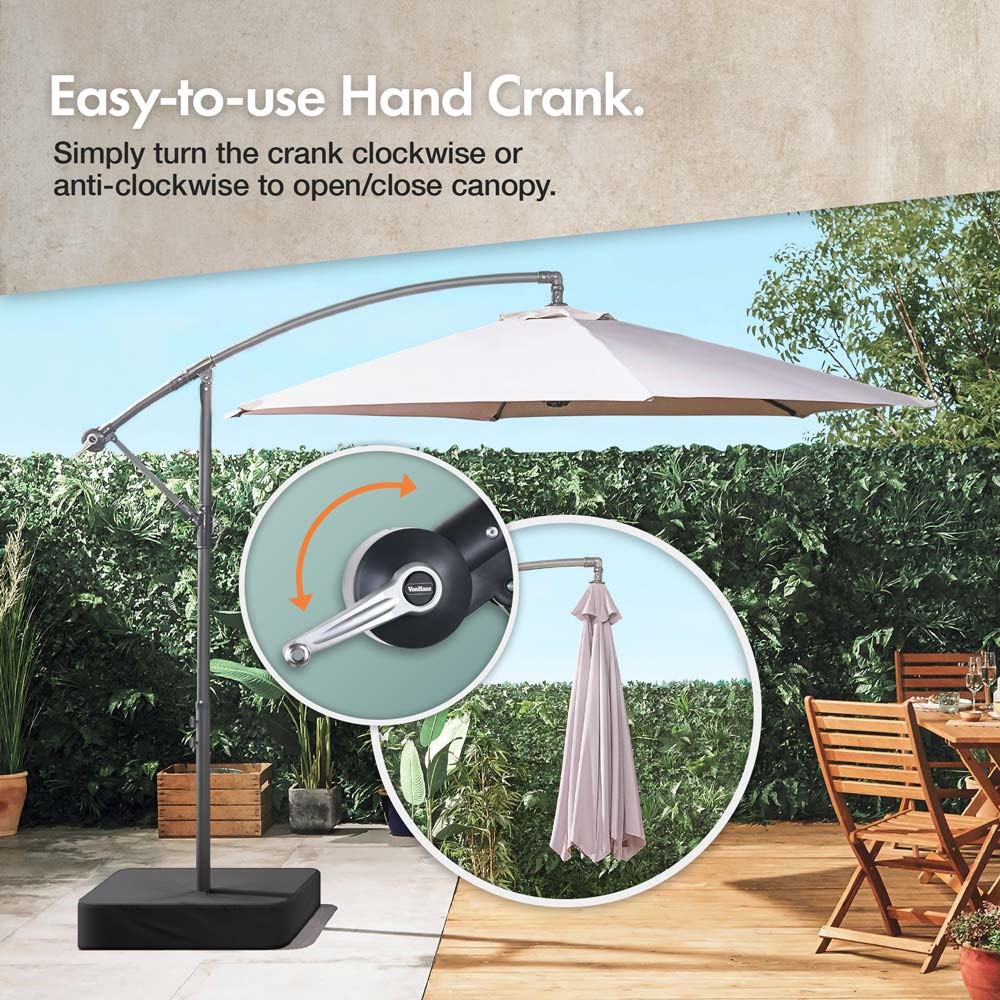 Grey 3m Cantilever Parasol, Base & Cover Set - image 5
