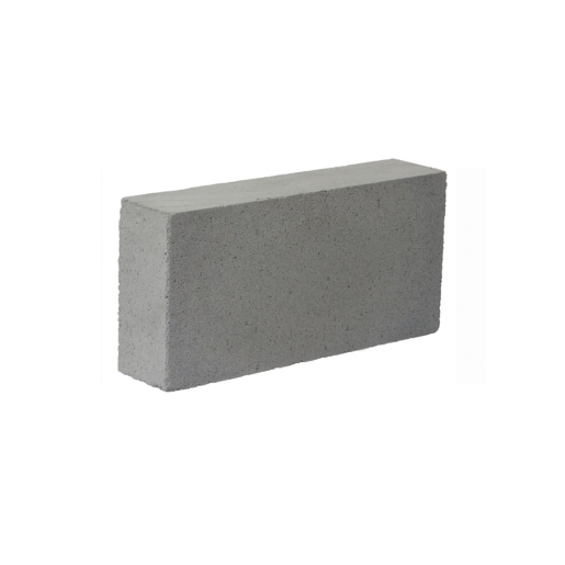 Gray aerated concrete block measuring 75mm thick, featuring a smooth surface and rectangular shape, designed for construction use.