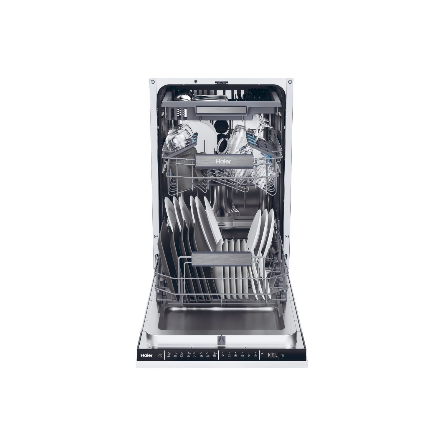Haier XI1C3TB2FB 45cm 11 Place Built in Slimline White Dishwasher - image 2