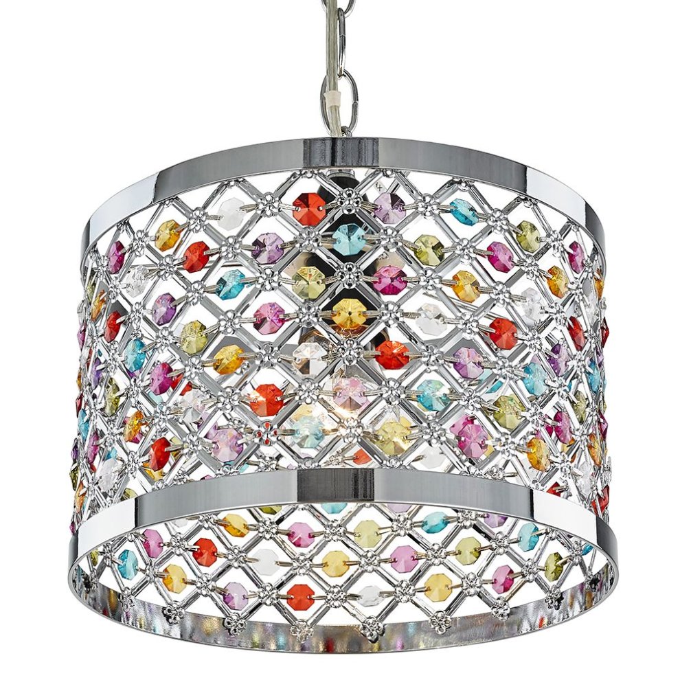 Happy Homewares Sparkly Ceiling Pendant Shade with Multicoloured Beads - image 2