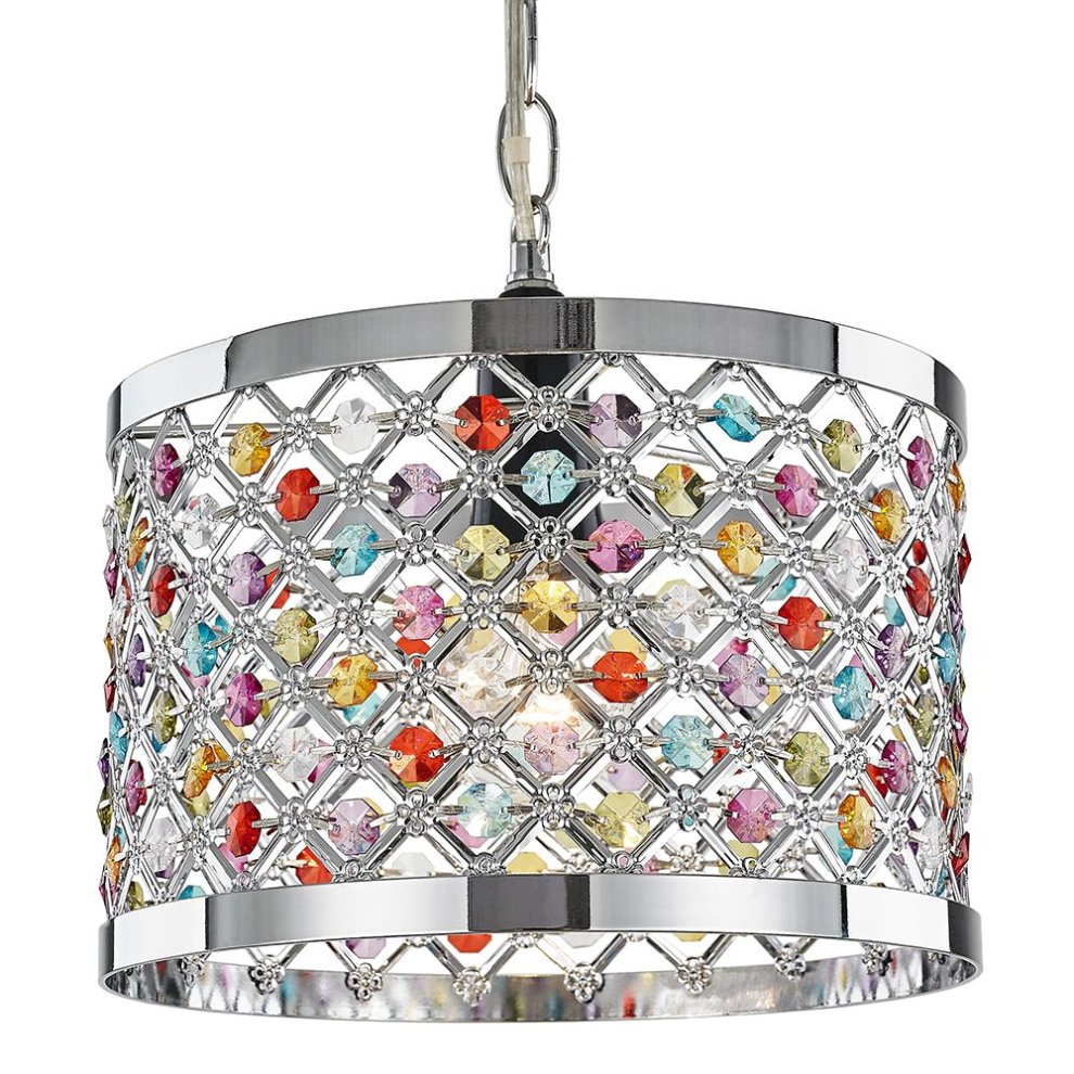 Happy Homewares Sparkly Ceiling Pendant Shade with Multicoloured Beads - image 4