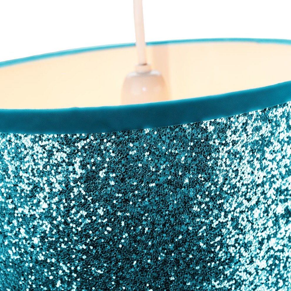 Happy Homewares Teal Glitter Fabric Ceiling Pendant Shade - image 2