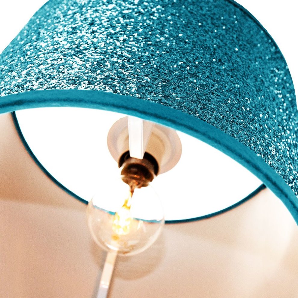 Happy Homewares Teal Glitter Fabric Ceiling Pendant Shade - image 3