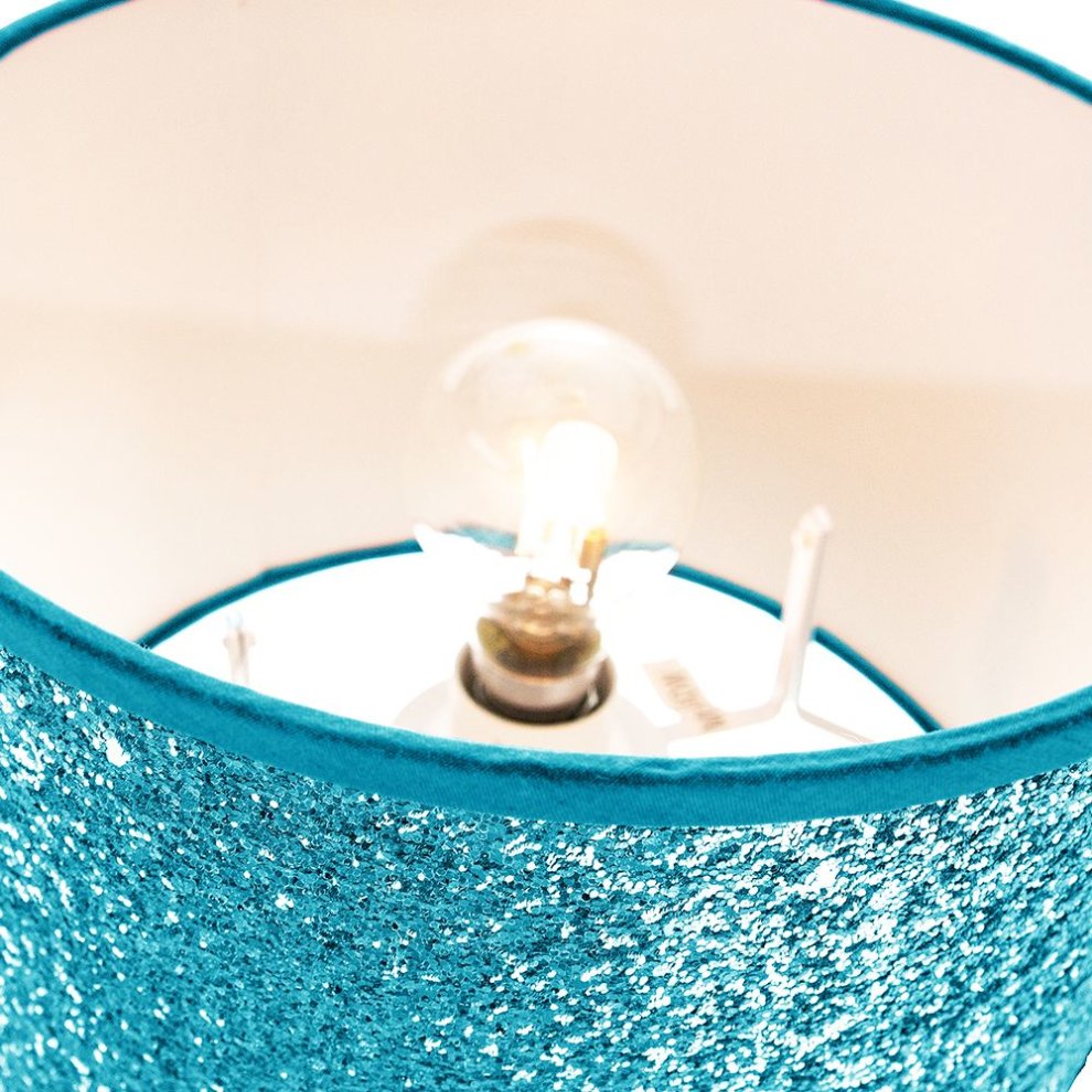 Happy Homewares Teal Glitter Fabric Ceiling Pendant Shade - image 4