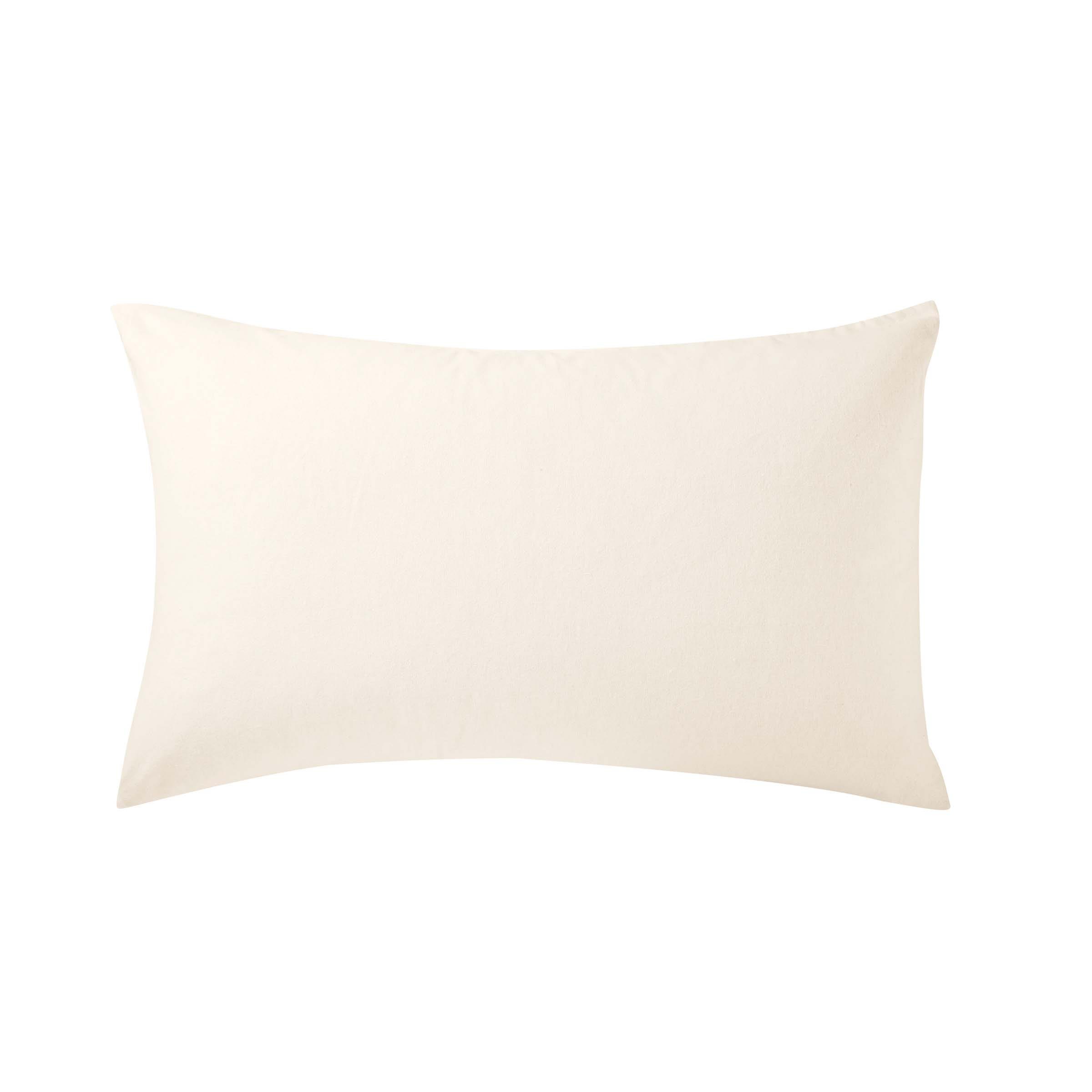 Off-white standard pillowcase pair made from brushed cotton, featuring a soft, smooth texture and a simple, elegant design.