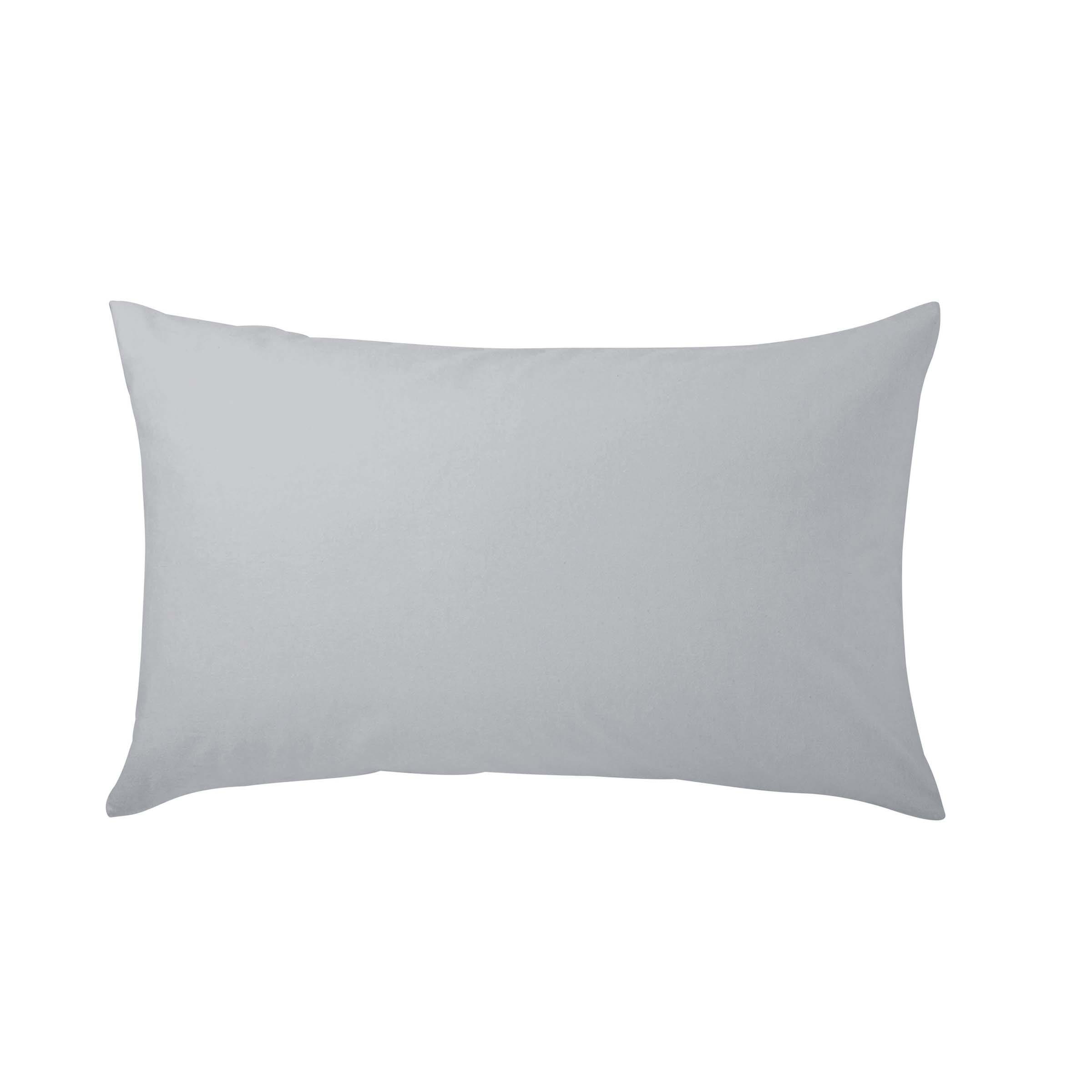 Soft silver brushed cotton standard pillowcase pair, featuring a smooth texture and subtle sheen, ideal for adding a touch of elegance to bedding.