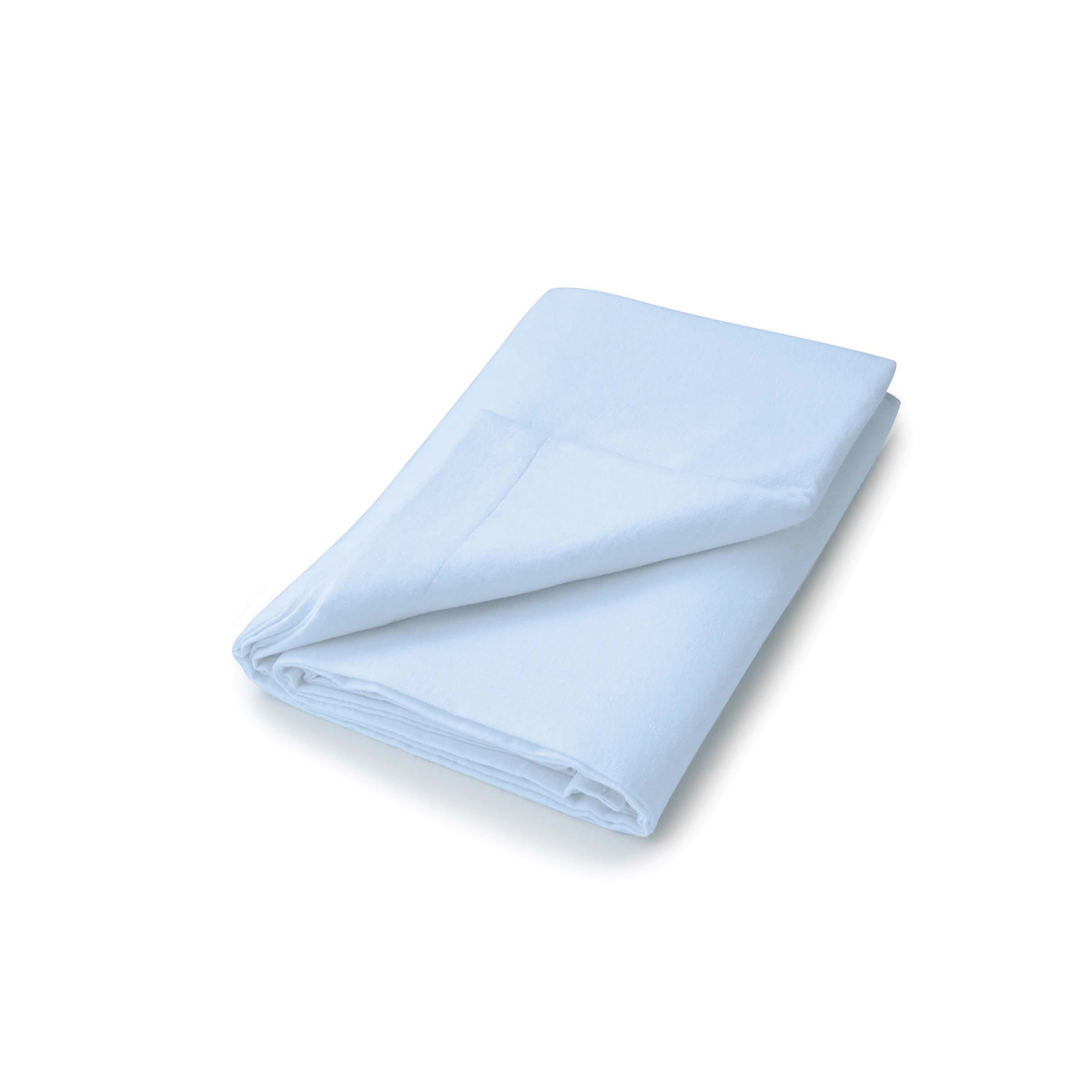Soft blue brushed cotton flat sheet by Helena Springfield, designed for a king-sized bed, featuring a smooth finish and neatly folded edges.