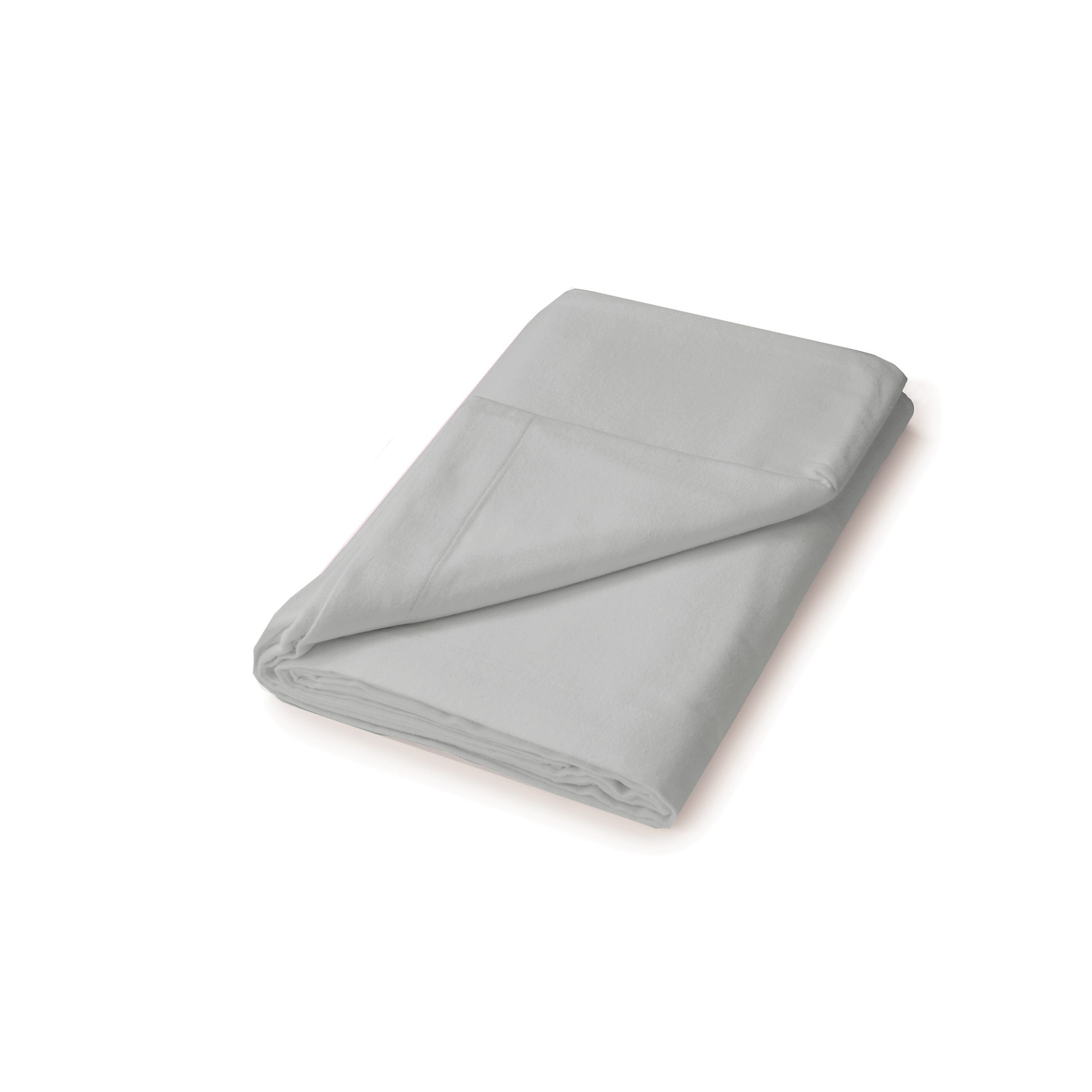 Silver brushed cotton flat sheet by Helena Springfield, sized for a king bed, neatly folded with a smooth texture and subtle sheen.