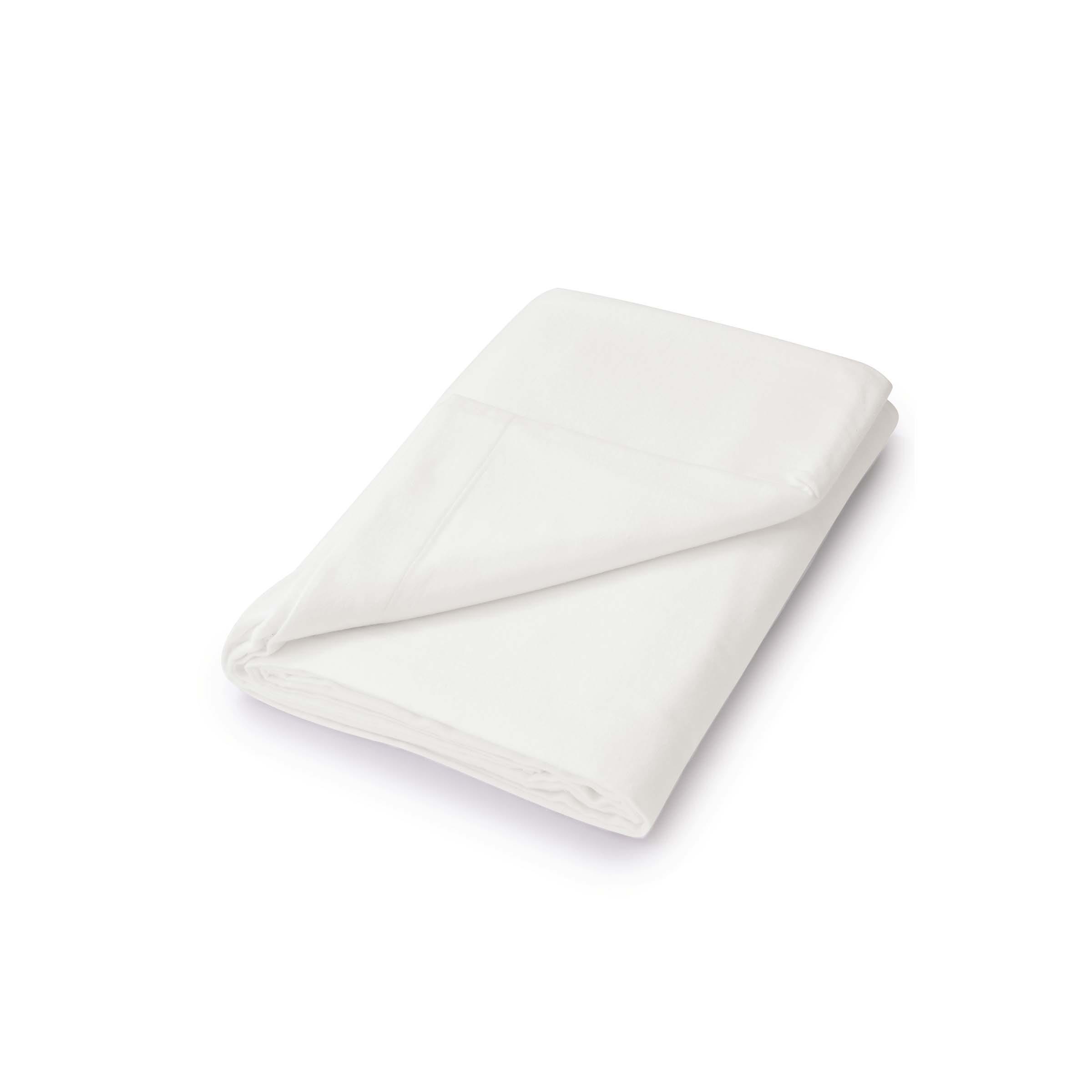 White brushed cotton flat sheet by Helena Springfield, neatly folded, designed for a single bed, showcasing a soft texture and simple elegance.
