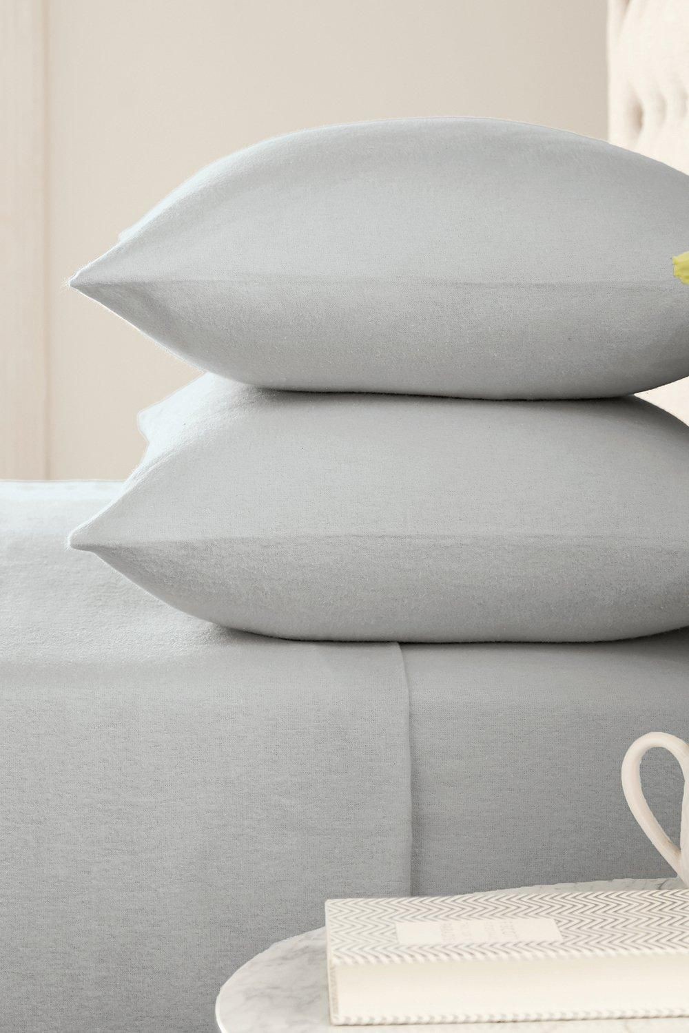 Helena Springfield Super King Size Silver Brushed Cotton Flat Sheet - image 2
