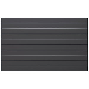 Slate grey Henrad Everest Concept Type 11 panel radiator, measuring 600 x 600mm, features a sleek, horizontal design with evenly spaced horizontal lines.