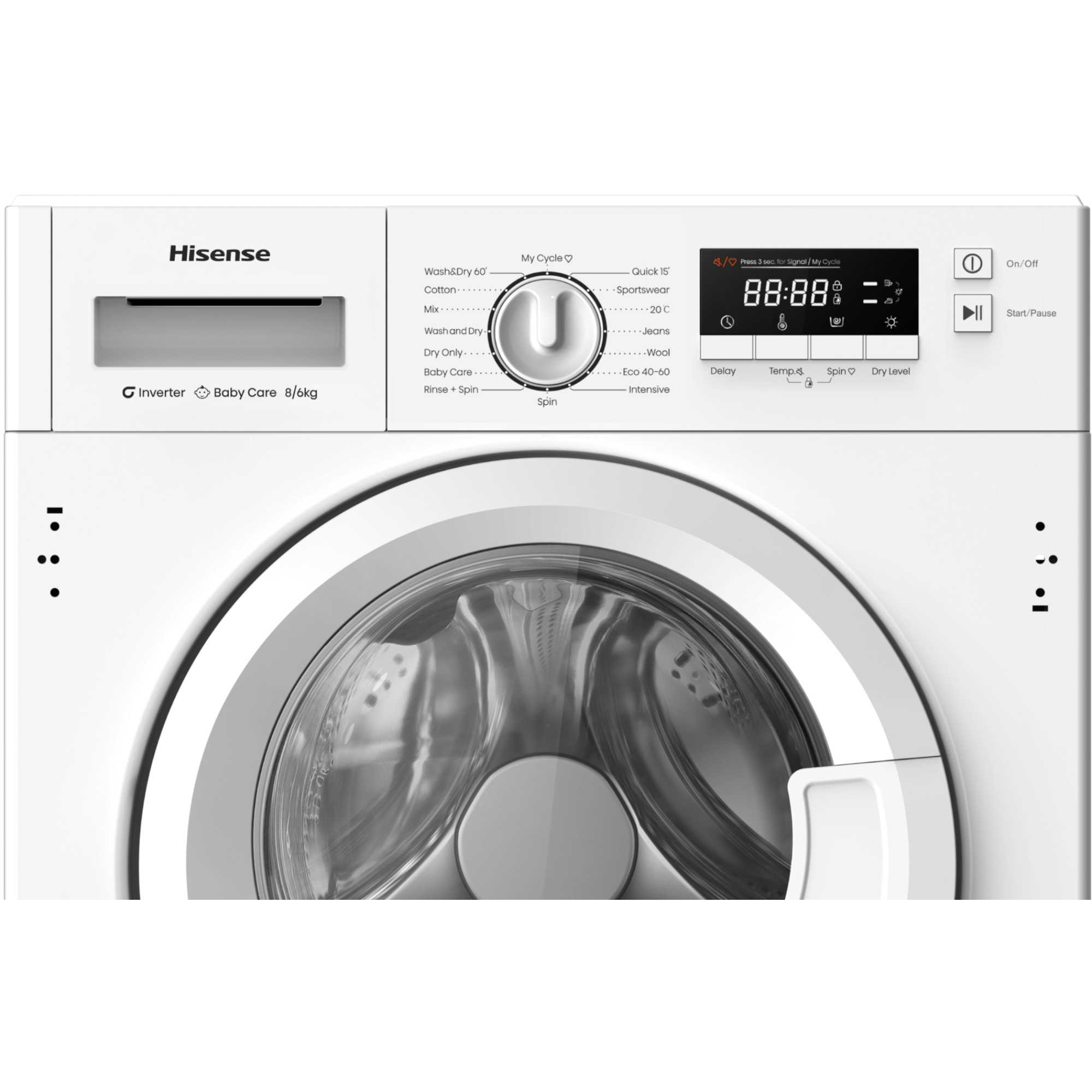 Hisense 3 Series WD3M841BWI 8&6KG 1400RPM White Built in Washer Dryer - image 2