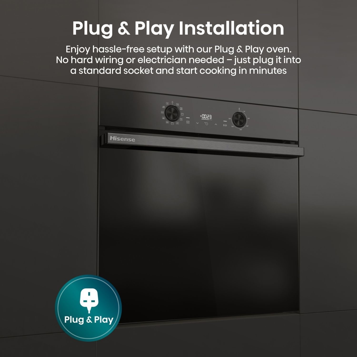 Hisense Hi2 BI622ABPGUK 77L Built In Electric Single Steam Jet Black Plug In Oven - image 5