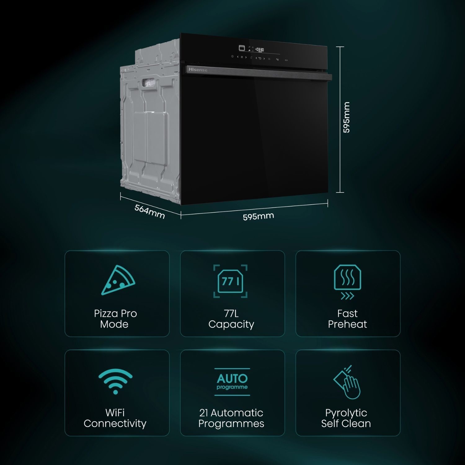 Hisense Hi6 Blackline HO66FAPIZZACHEF A+ WIFI Built in Electric Single Oven with Pyrolytic Cleaning - image 4