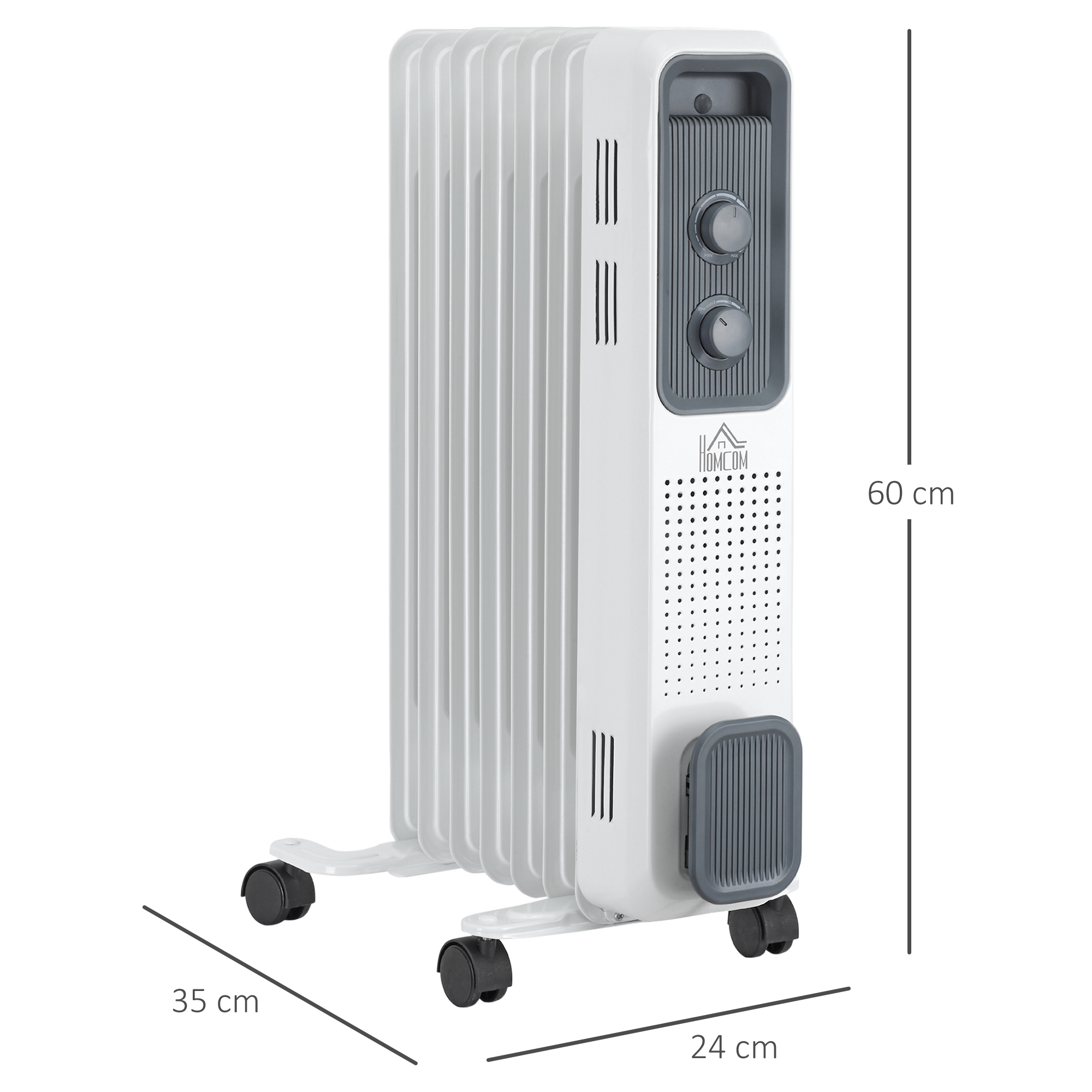 HOMCOM 1500W Oil Filled Radiator, Portable Electric Heater w/ Three Modes Adjustable Thermostat Safety switch, White - image 4