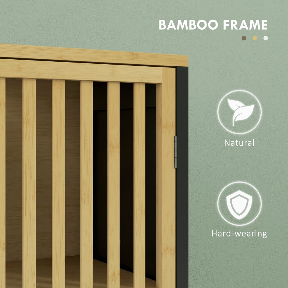 HOMCOM 2 Door 2 Shelf Black Bamboo Tall Bathroom Cabinet - image 4