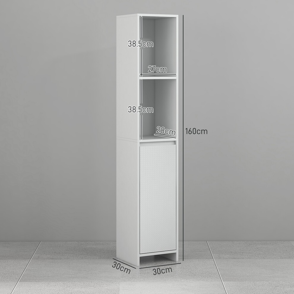 HOMCOM 2 Shelf Single Door White Narrow Bathroom Cabinet - image 2