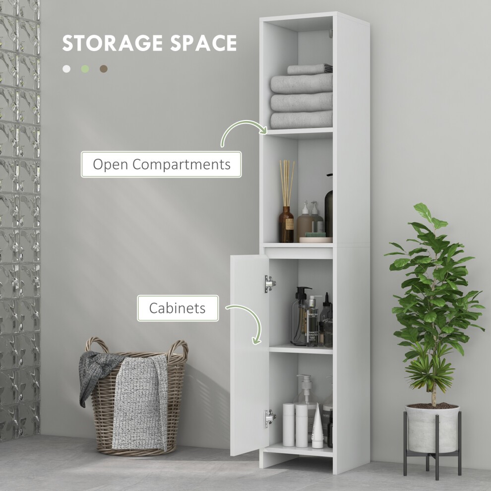 HOMCOM 2 Shelf Single Door White Narrow Bathroom Cabinet - image 3