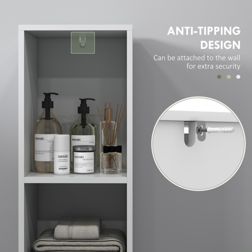 HOMCOM 2 Shelf Single Door White Narrow Bathroom Cabinet - image 4