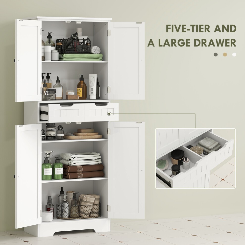 HOMCOM 4 Door 2 Drawer White Tall Bathroom Cabinet - image 3