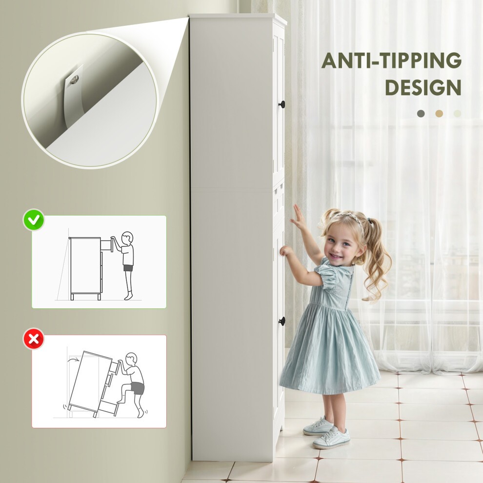 HOMCOM 4 Door 2 Drawer White Tall Bathroom Cabinet - image 4