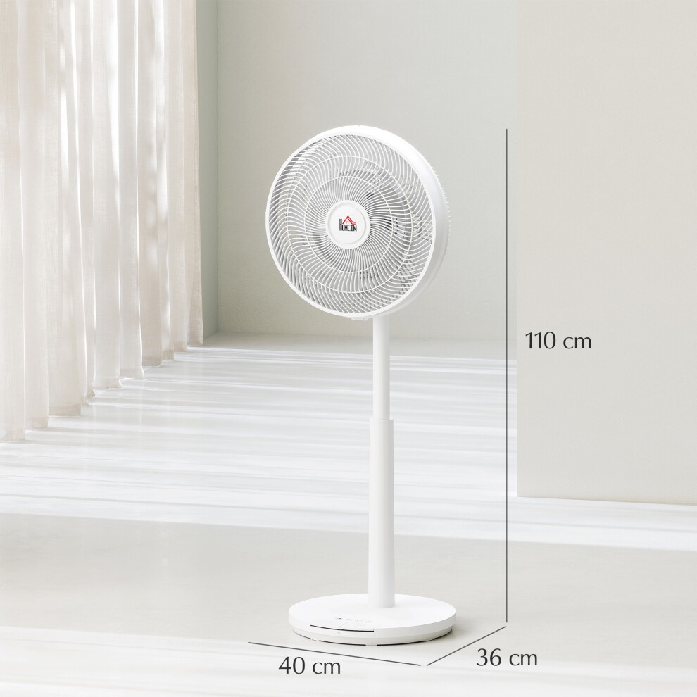 HOMCOM 43 inch White Height Adjustable Oscillating Pedestal Fan with Timer - image 2