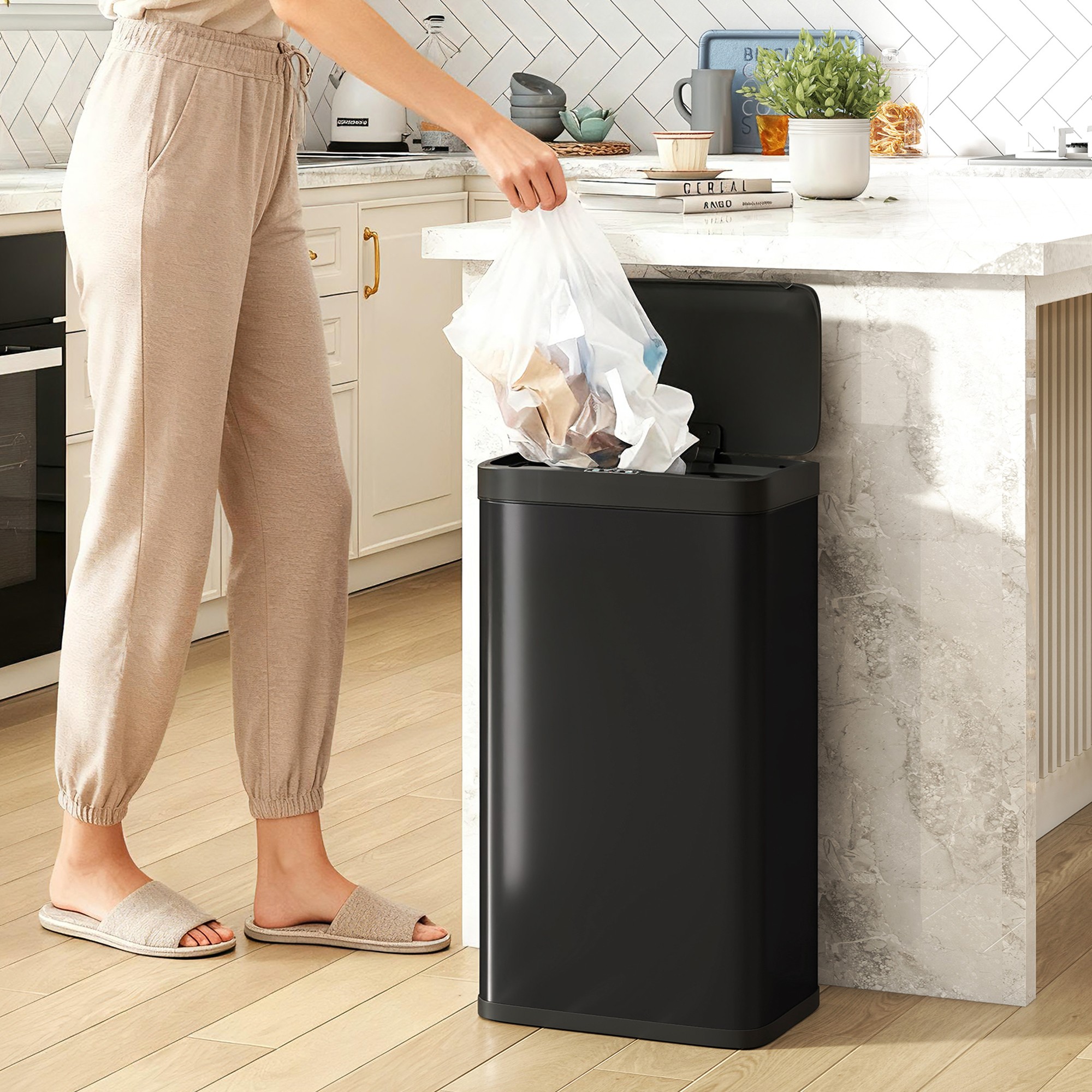 HOMCOM 45L Kitchen Sensor Bin - Black - image 2