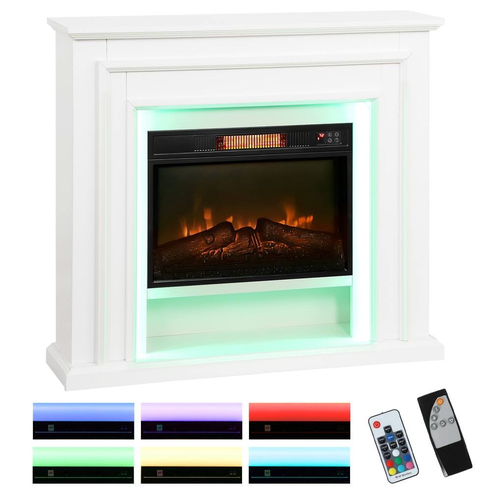 HOMCOM 4777 BTU White Inset Electric Fireplace and Mantel with RGB LED 105cm 1800W - image 2