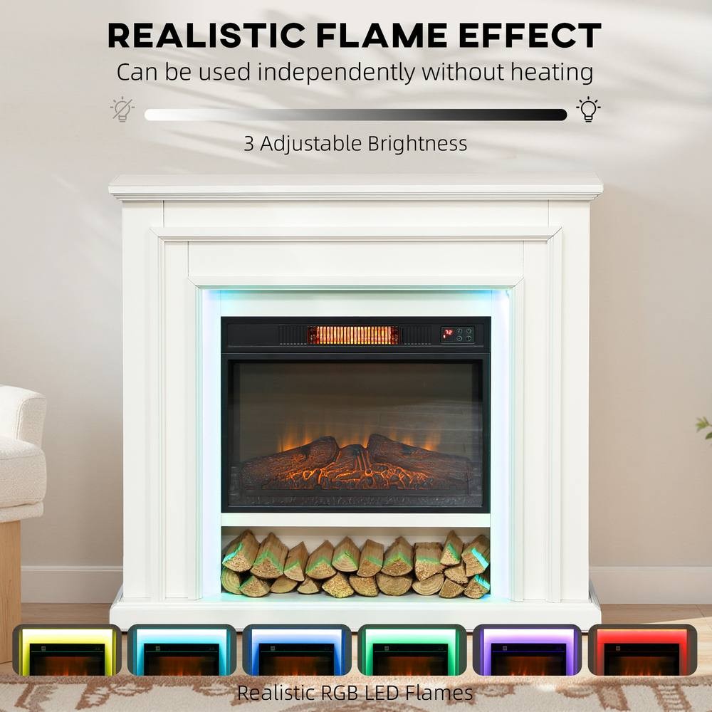 HOMCOM 4777 BTU White Inset Electric Fireplace and Mantel with RGB LED 105cm 1800W - image 4
