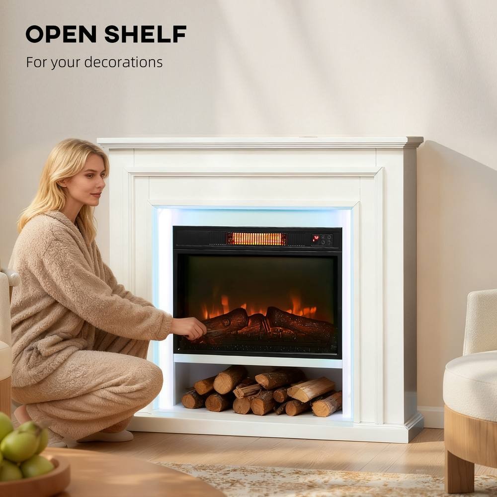 HOMCOM 4777 BTU White Inset Electric Fireplace and Mantel with RGB LED 105cm 1800W - image 5