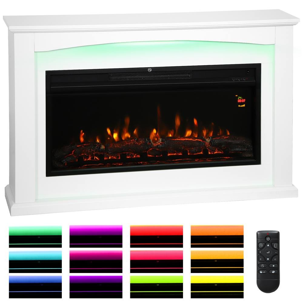 HOMCOM 5118 BTU White Faux Flame Fireplace 121cm 2000W - image 2