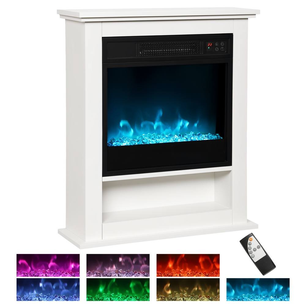 HOMCOM 6142 BTU White Electric Fireplace with Timer and Remote 62.5cm 1800W - image 2