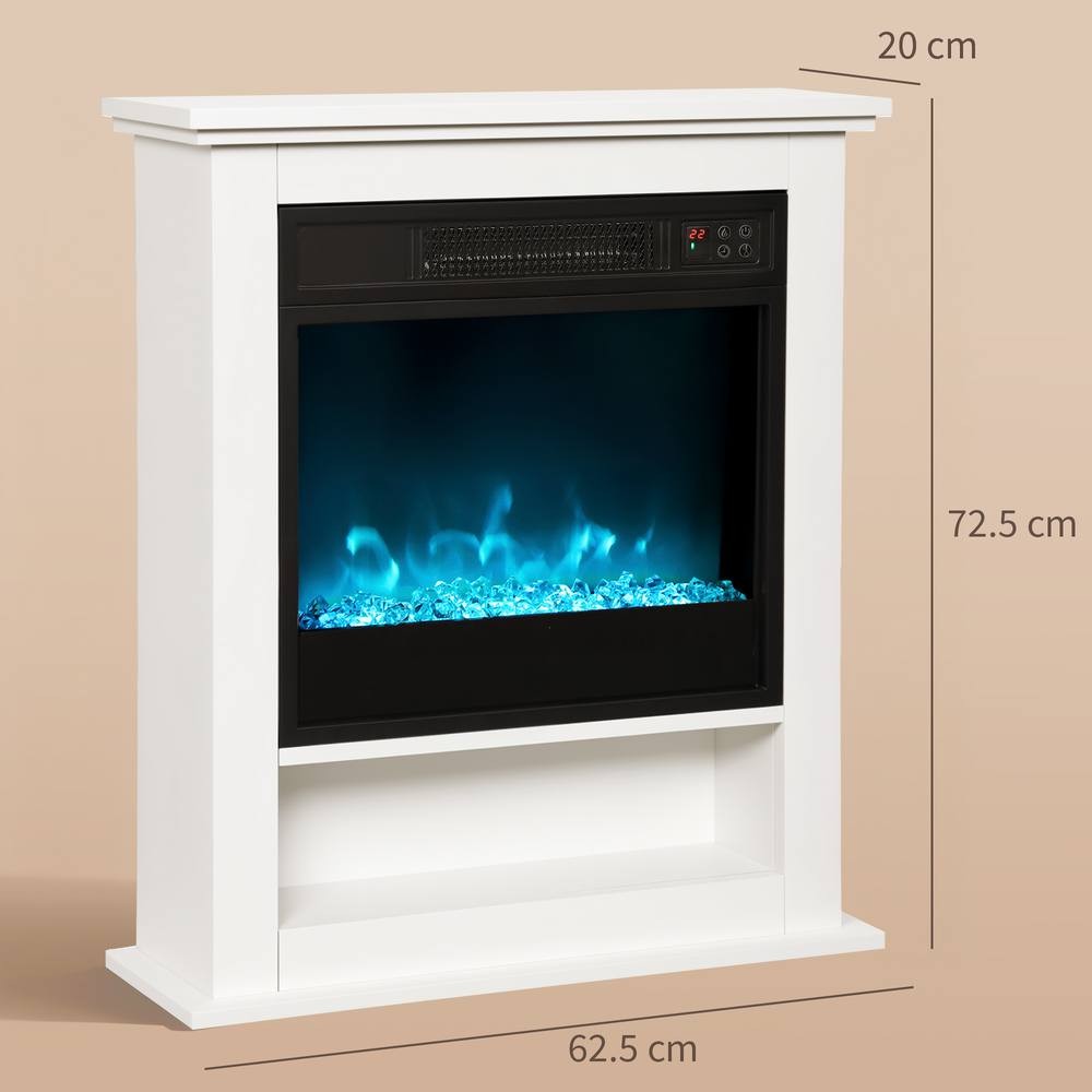 HOMCOM 6142 BTU White Electric Fireplace with Timer and Remote 62.5cm 1800W - image 3