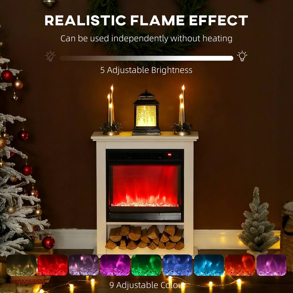 HOMCOM 6142 BTU White Electric Fireplace with Timer and Remote 62.5cm 1800W - image 4