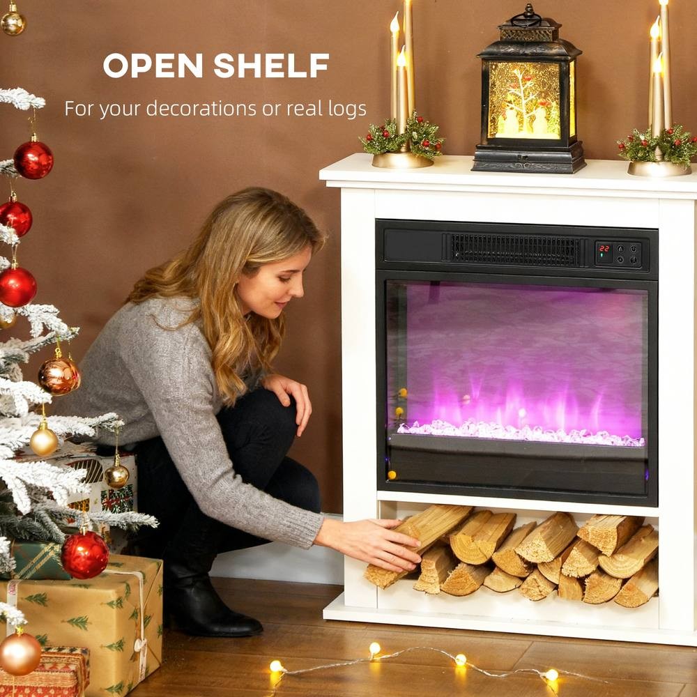HOMCOM 6142 BTU White Electric Fireplace with Timer and Remote 62.5cm 1800W - image 5