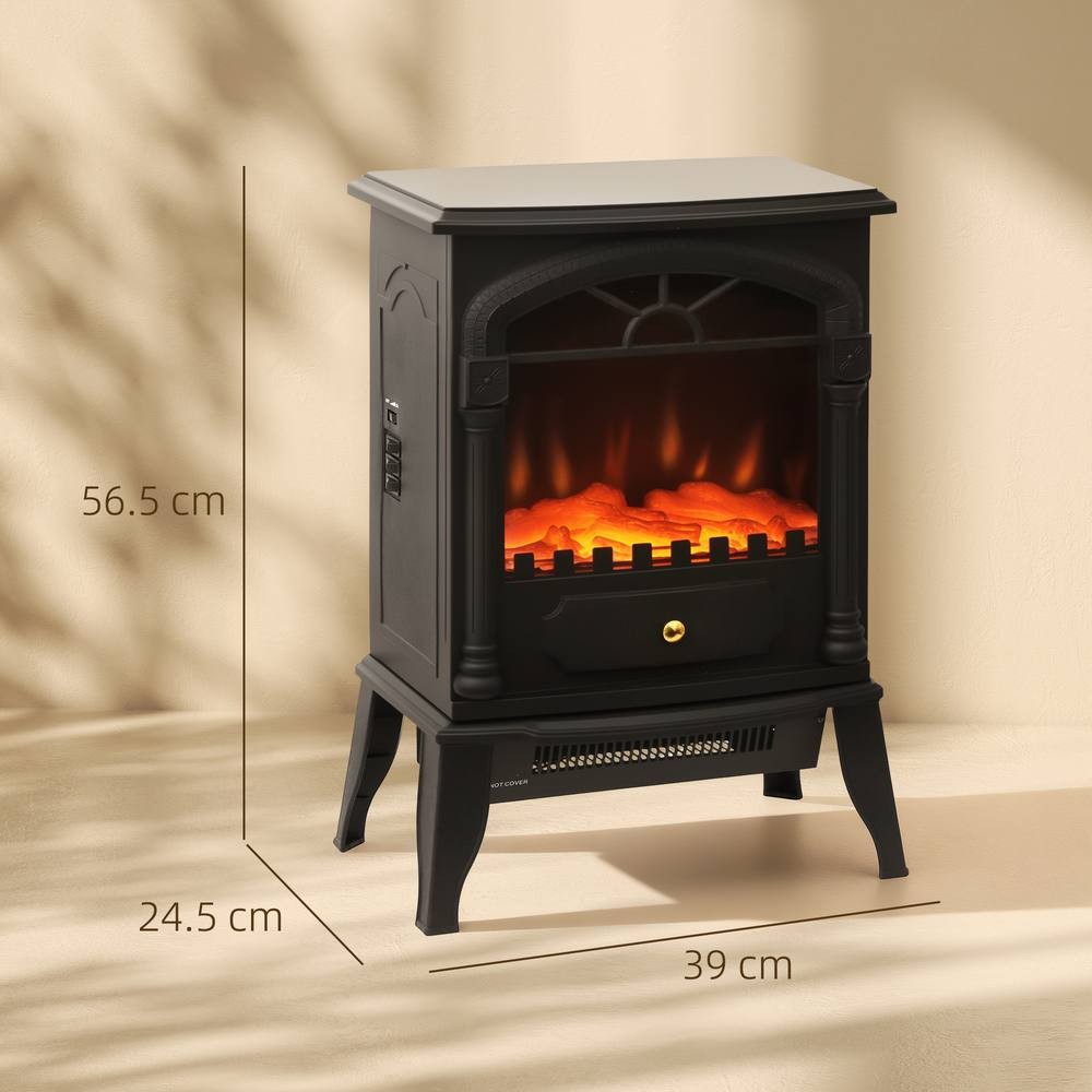 HOMCOM 6820 BTU Black Portable Fireplace with Adjustable Thermostat 39cm 2000W - image 3