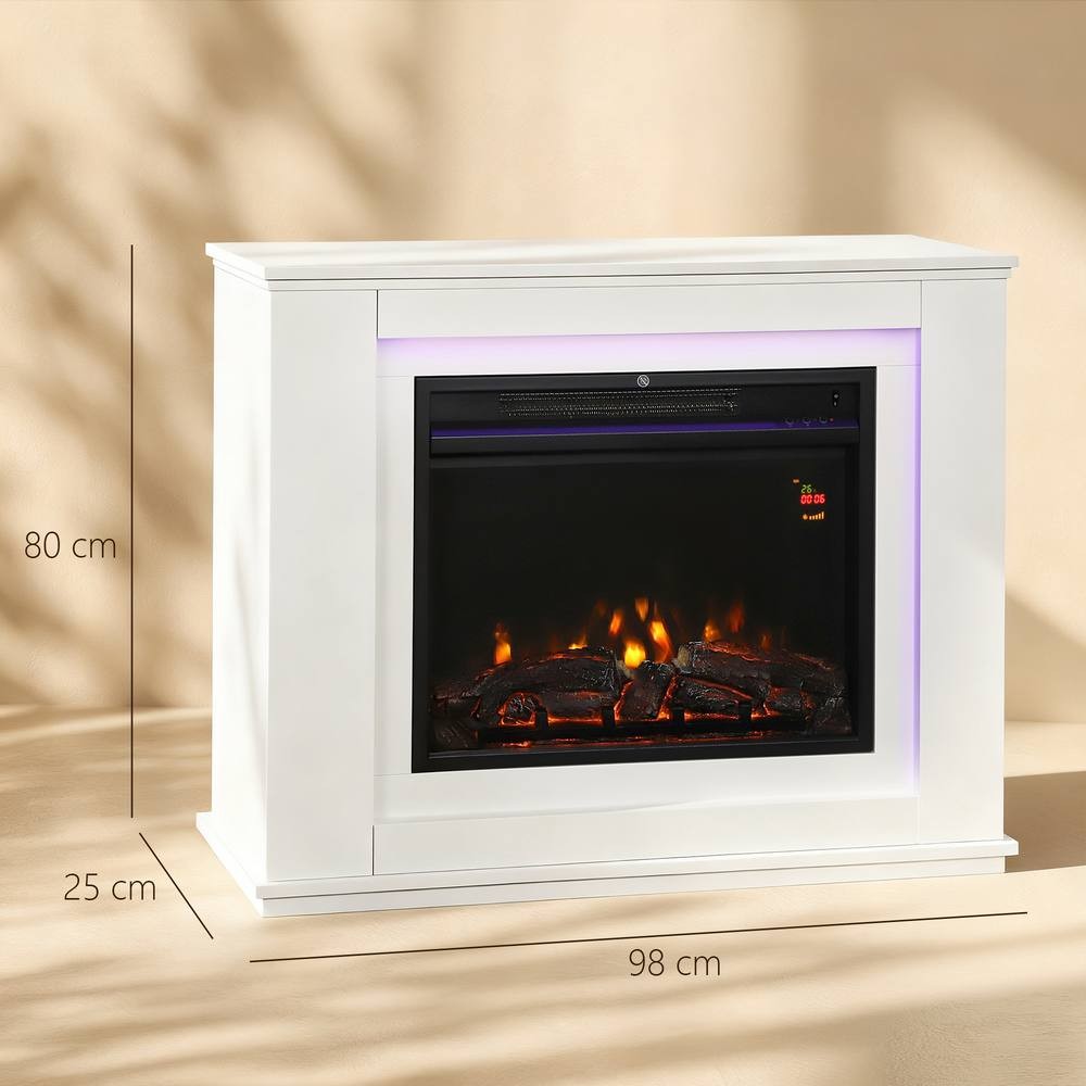 HOMCOM 6824 BTU White Inset Electric Fireplace and Mantel 98cm 2000W - image 3