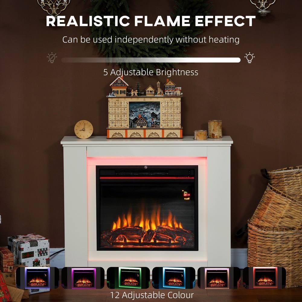 HOMCOM 6824 BTU White Inset Electric Fireplace and Mantel 98cm 2000W - image 4