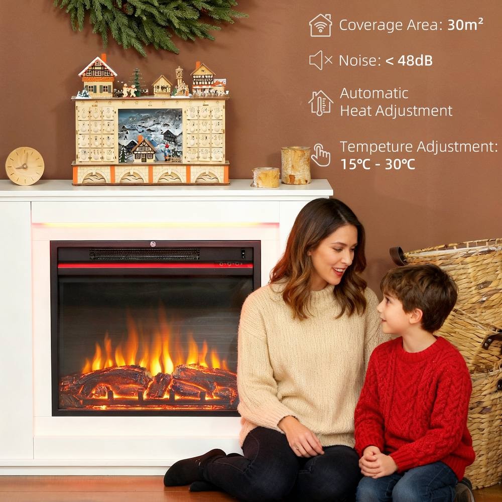 HOMCOM 6824 BTU White Inset Electric Fireplace and Mantel 98cm 2000W - image 5