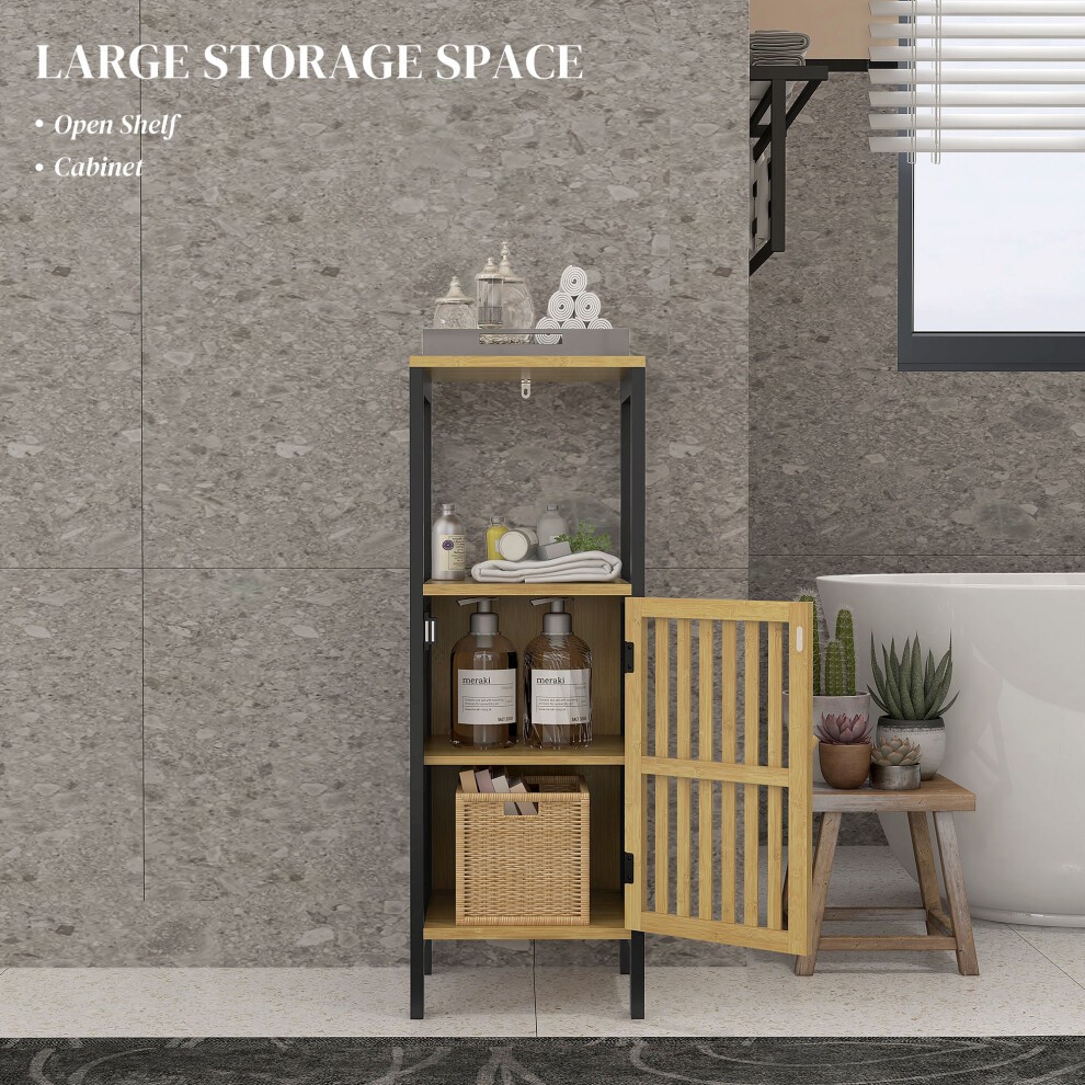 HOMCOM Adjustable Shelf Black Bathroom Floor Cabinet - image 2