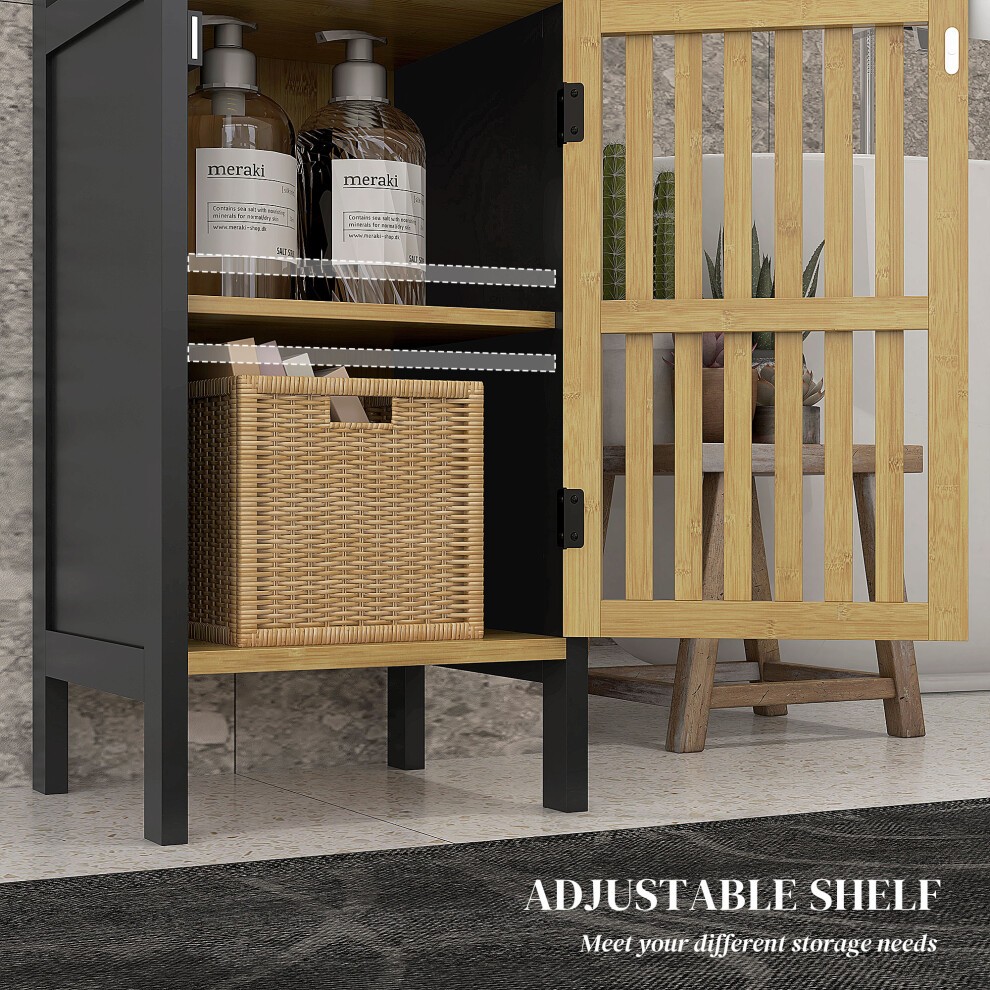 HOMCOM Adjustable Shelf Black Bathroom Floor Cabinet - image 3