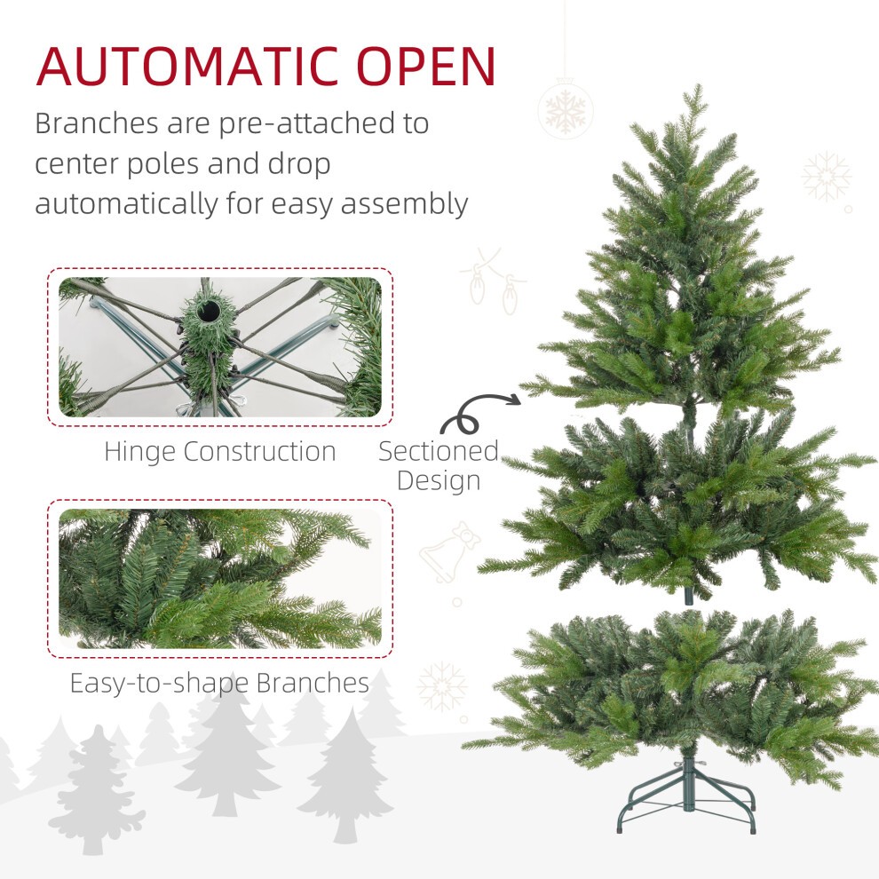 Homcom Artificial Christmas Tree 5ft With Metal Base & Hinged Branches - image 5