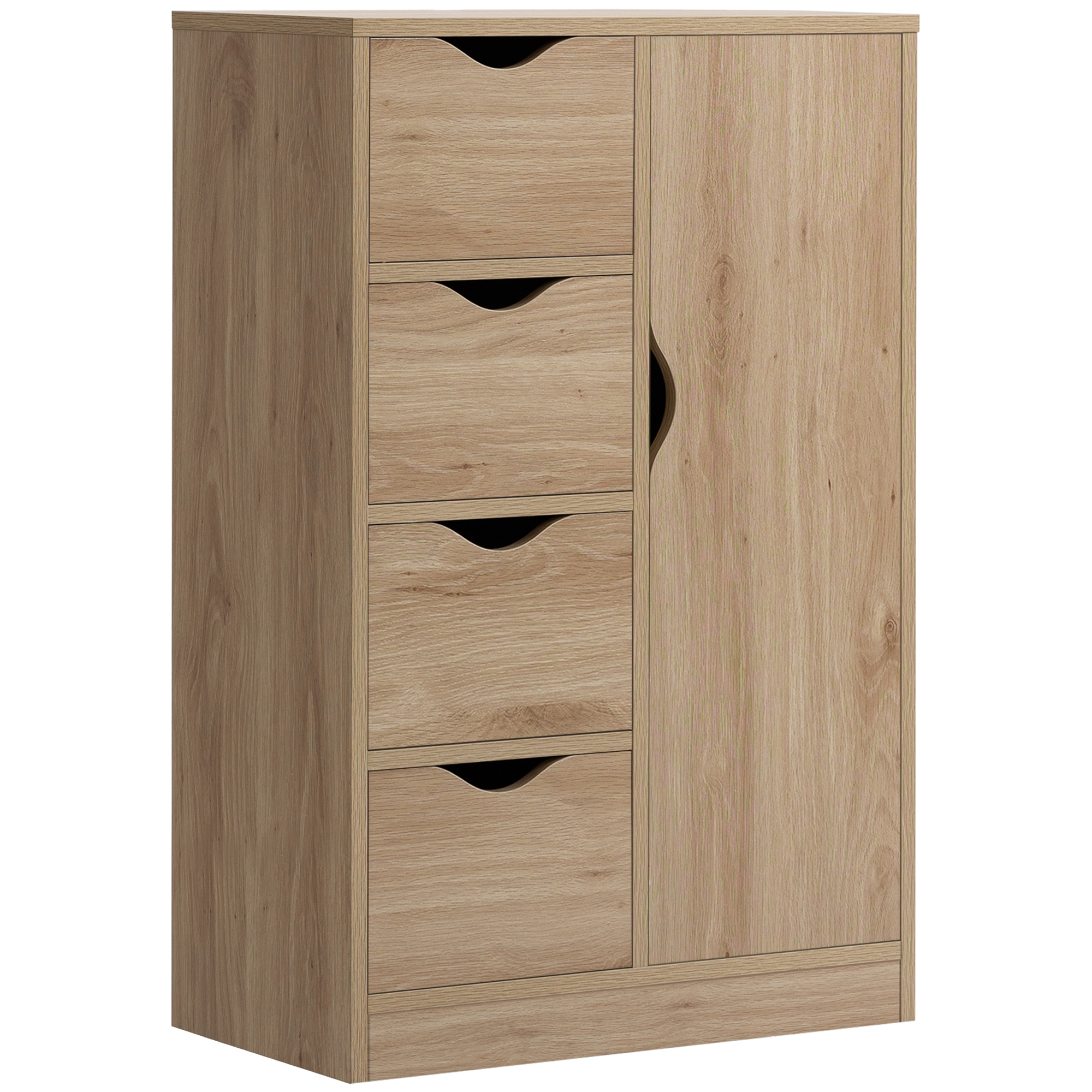 HOMCOM Homcom Bathroom Floor Cabinet Freestanding Storage Unit with 4 Drawers for Living Room in Light Brown