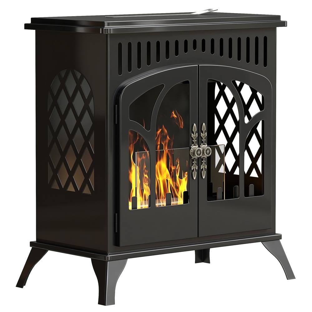 HOMCOM Black 2 Door Bio Ethanol Fireplace Stove 64cm 2000W - image 2
