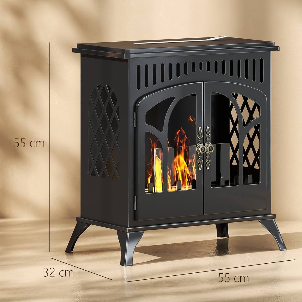 HOMCOM Black 2 Door Bio Ethanol Fireplace Stove 64cm 2000W - image 3
